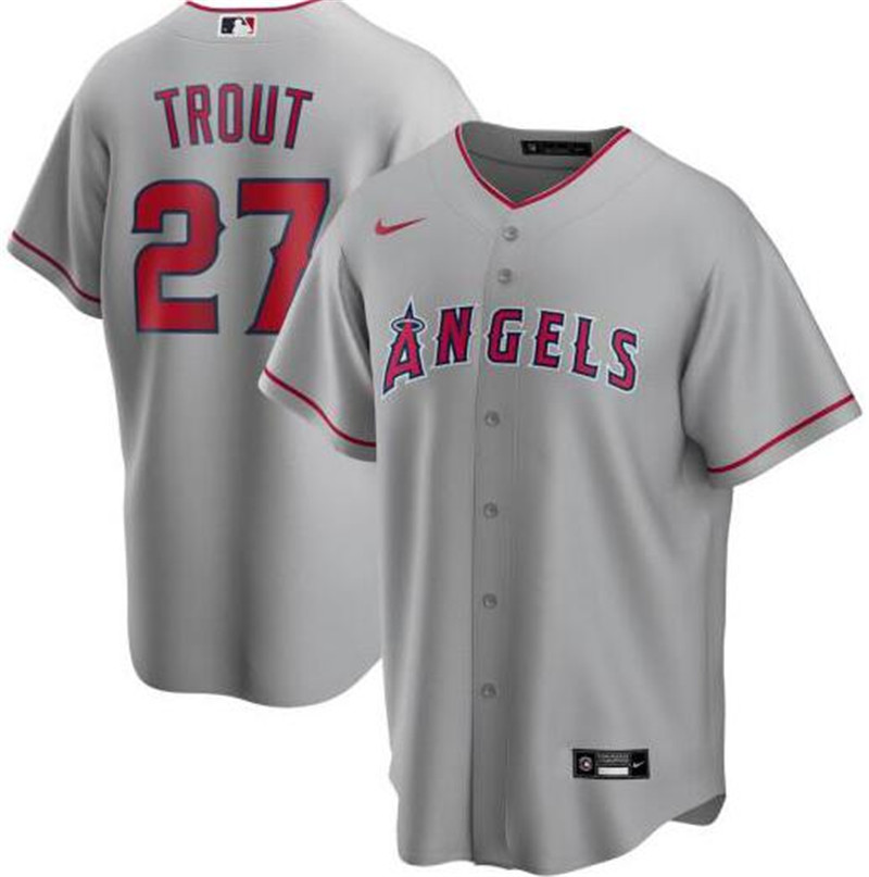 Angels 27 Mike Trout Gray 2020 Nike Cool Base Jersey