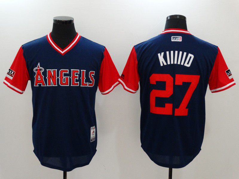 Angels 27 Mike Trout KIIIIID Navy 2018 Players' Weekend Authentic Team Jersey