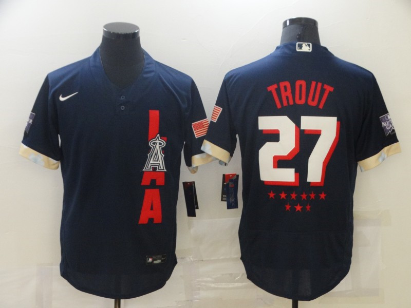 Angels 27 Mike Trout Navy Nike 2021 MLB All Star FlexBase Jersey