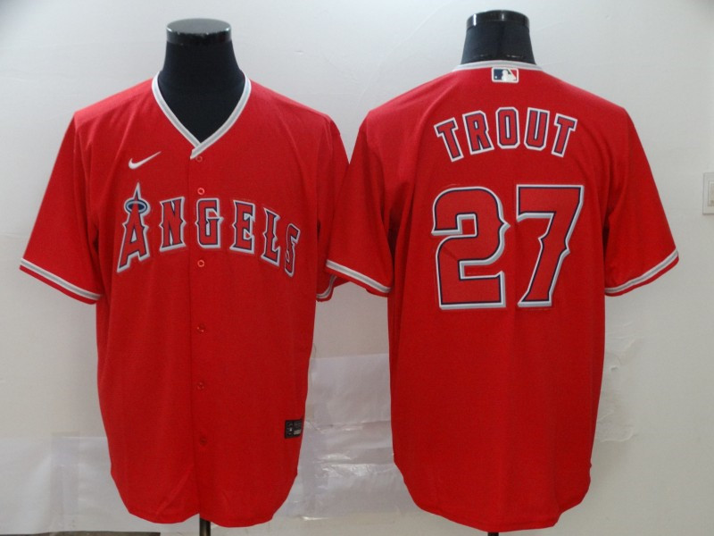 Angels 27 Mike Trout Red 2020 Nike Cool Base Jersey