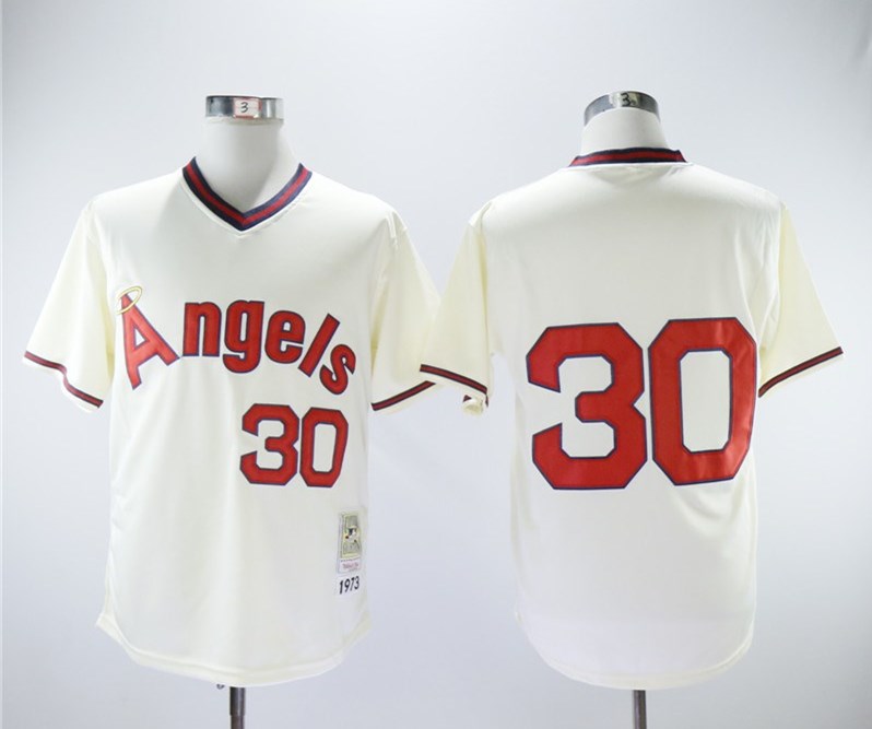 Angels 30 Nolan Ryan Cream 1973 Throwback Jersey