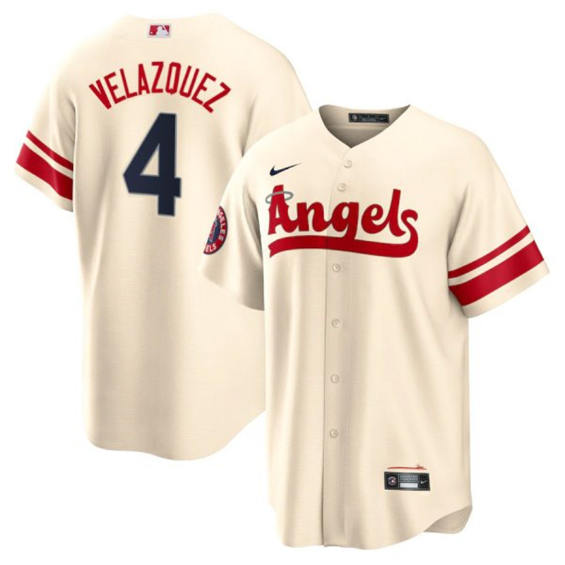 Angels 4 Andrew Velazquez Cream 2022 City Connect Cool Base Jersey