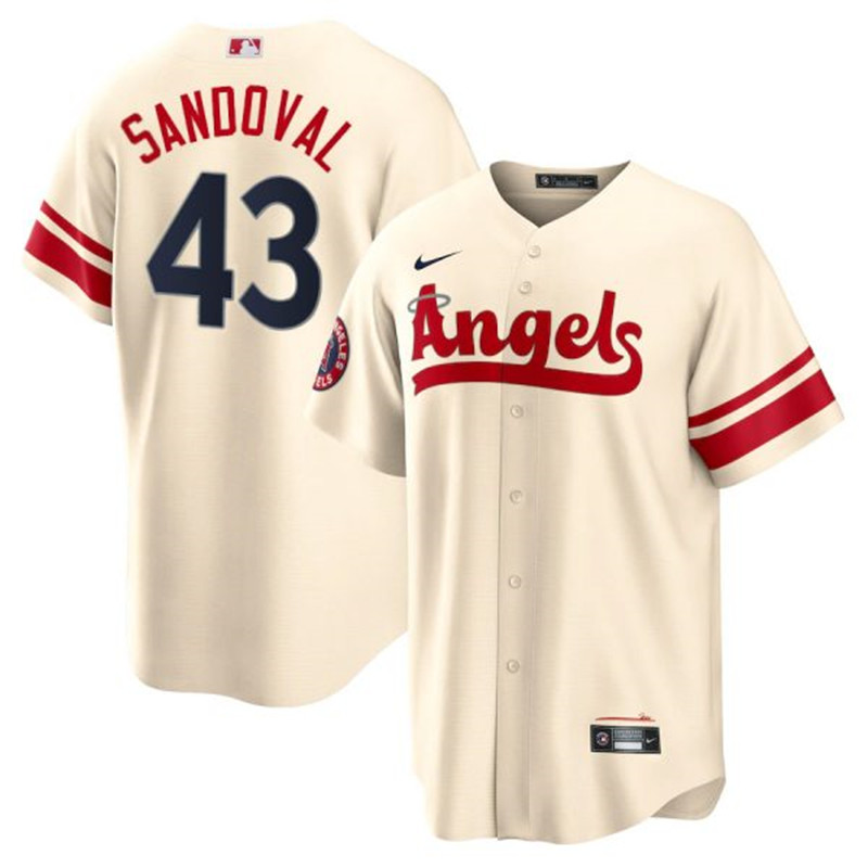 Angels 43 Patrick Sandoval Cream 2022 City Connect Cool Base Jersey