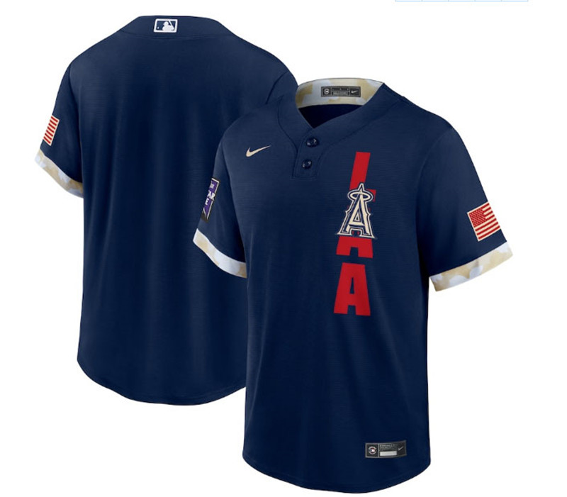 Angels Blank Navy Nike 2021 MLB All Star Cool Base Jersey