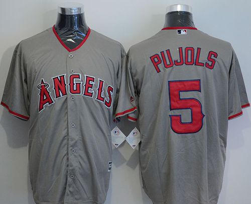 Angels of Anaheim 5 Albert Pujols Grey New Cool Base Stitched MLB Jersey