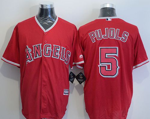 Angels of Anaheim 5 Albert Pujols Red New Cool Base Stitched MLB Jersey