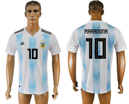 Argentina 10 MARADONA Home 2018 FIFA World Cup Thailand Soccer Jersey