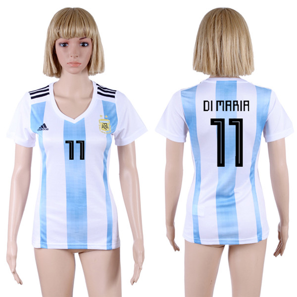 Argentina 11 DI MARIA Home Women 2018 FIFA World Cup Soccer Jersey