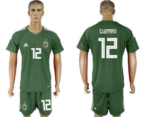 Argentina 12 GUZMAN Army Green Goalkeeper 2018 FIFA World Cup Soccer Jersey