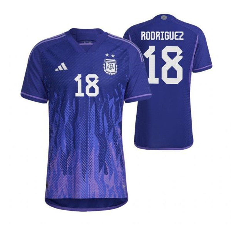Argentina 18 RODRIGUEZ Away 2022 FIFA World Cup Thailand Soccer Jersey