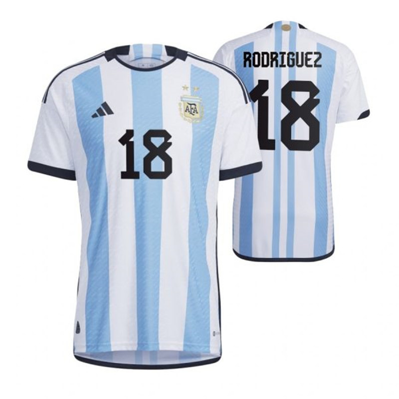 Argentina 18 RODRIGUEZ Home 2022 FIFA World Cup Thailand Soccer Jersey
