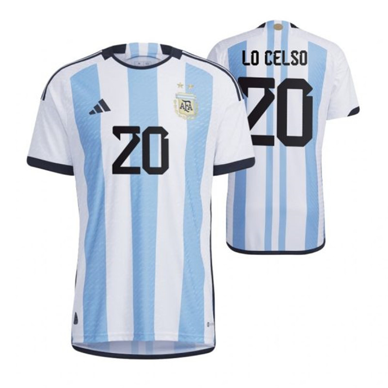 Argentina 20 LO CELSO Home 2022 FIFA World Cup Thailand Soccer Jersey