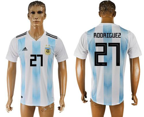 Argentina 27 RODRIGUEZ Home 2018 FIFA World Cup Thailand Soccer Jersey