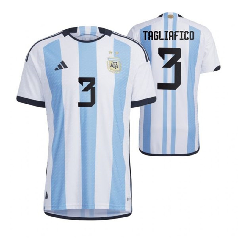 Argentina 3 TAGLIAFICO Home 2022 FIFA World Cup Thailand Soccer Jersey