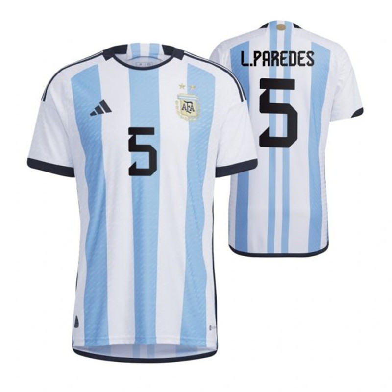 Argentina 5 L.PAREDES Home 2022 FIFA World Cup Thailand Soccer Jersey