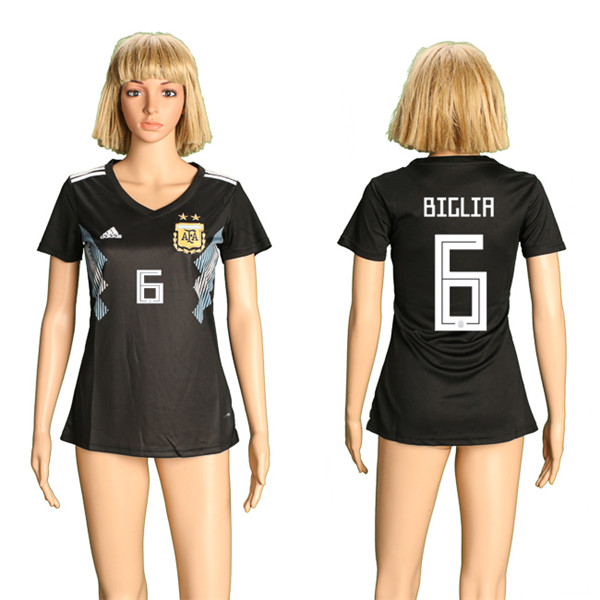 Argentina 6 BIGLIA Away Women 2018 FIFA World Cup Soccer Jersey