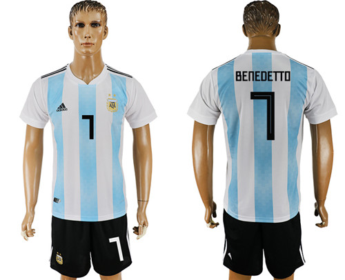 Argentina 7 BENEDETTO Home 2018 FIFA World Cup Soccer Jersey