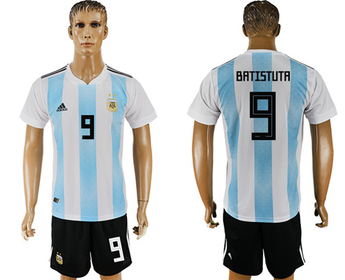 Argentina 9 BATISTUTA Home 2018 FIFA World Cup Soccer Jersey