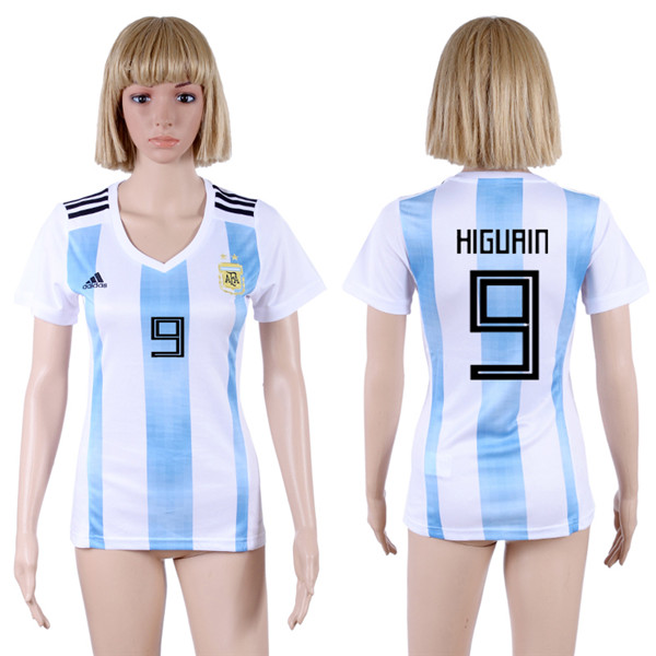 Argentina 9 HIGUAIN Home Women 2018 FIFA World Cup Soccer Jersey
