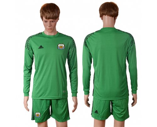 Argentina Blank Green Goalkeeper Long Sleeves Soccer Country Jersey