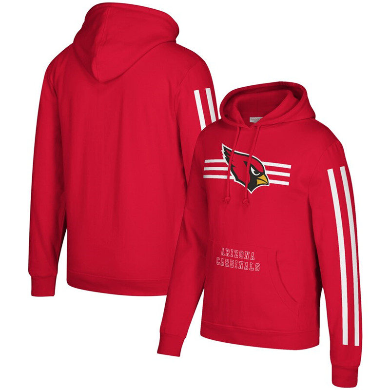 Arizona Cardinals Mitchell & Ness Three Stripe Pullover Hoodie Cardinal