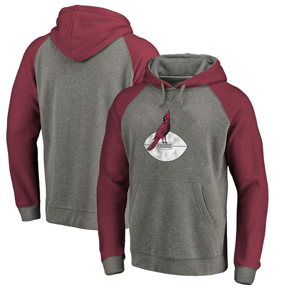 Arizona Cardinals NFL Pro Line by Fanatics Branded Throwback Logo Tri Blend Raglan Pullover Hoodie Gray Cardinal