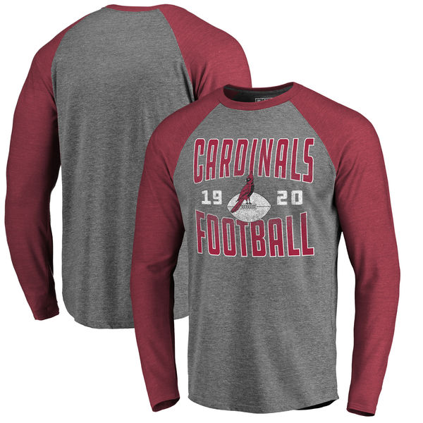 Arizona Cardinals NFL Pro Line by Fanatics Branded Timeless Collection Antique Stack Long Sleeve Tri Blend Raglan T Shirt Ash