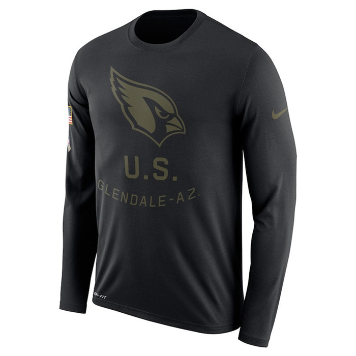 Arizona Cardinals  Salute to Service Sideline Legend Performance Long Sleeve T Shirt Black