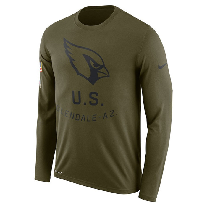 Arizona Cardinals  Salute to Service Sideline Legend Performance Long Sleeve T Shirt Olive