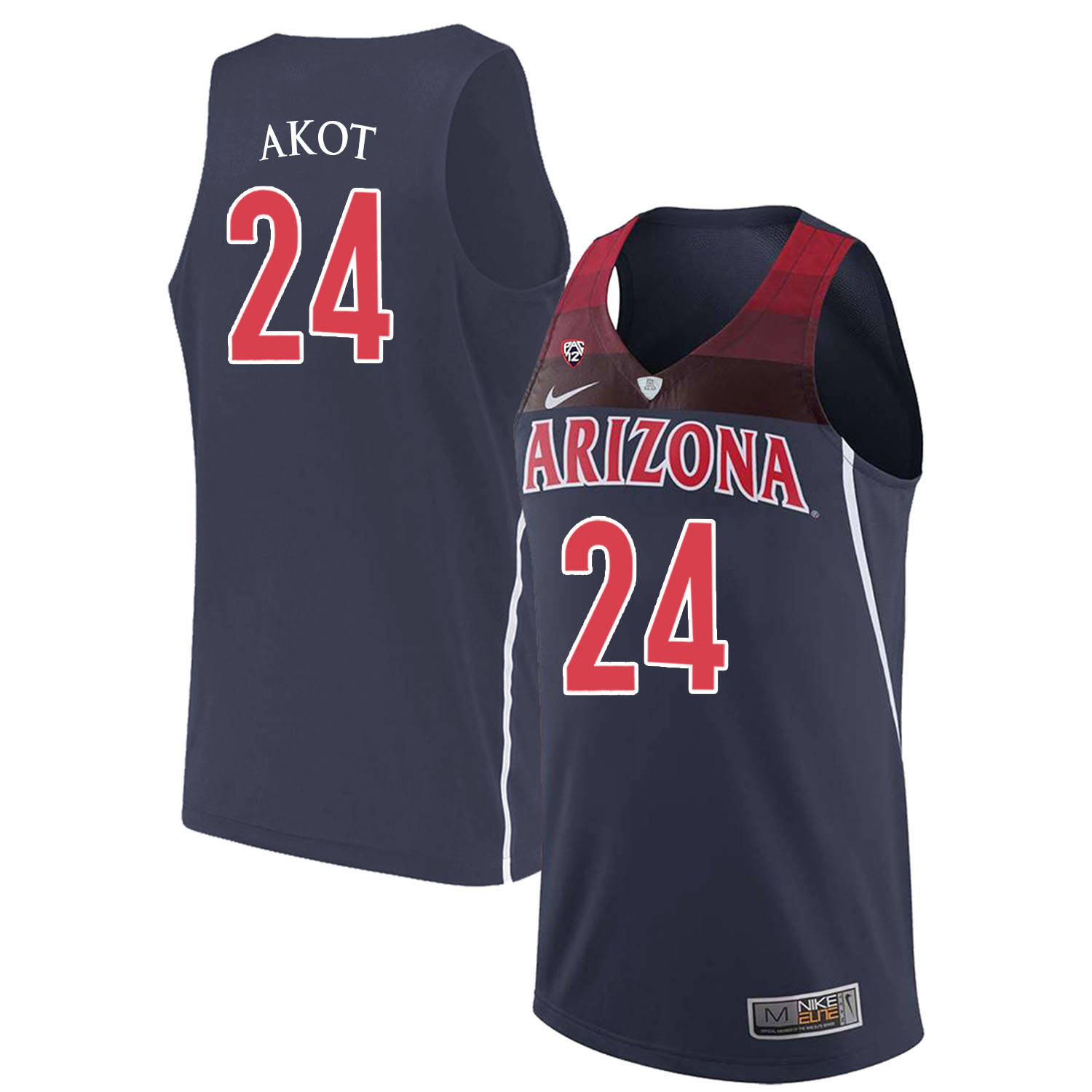 Arizona Wildcats 24 Emmanuel Akot Navy College Basketball Jersey