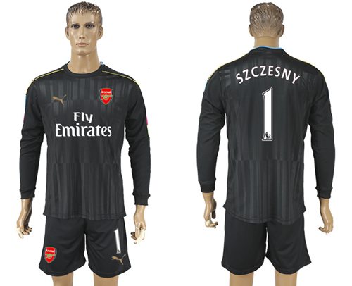 Arsenal 1 Szczesny Black Long Sleeves Goalkeeper Soccer Country Jersey