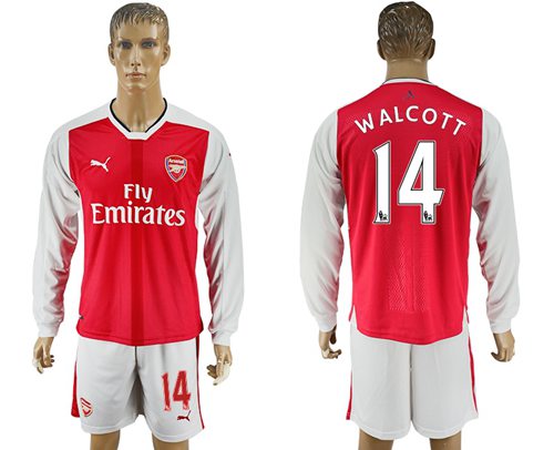 Arsenal 14 Walcott Red Home Long Sleeves Soccer Club Jersey