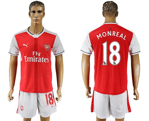 Arsenal 18 Monreal Home Soccer Club Jersey