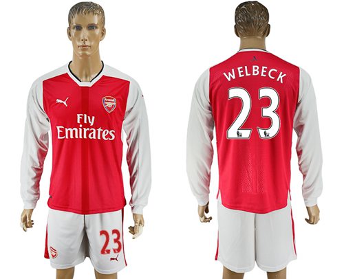 Arsenal 23 Welbeck Red Home Long Sleeves Soccer Club Jersey