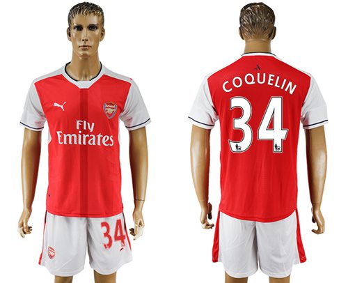 Arsenal 34 Coquelin Home Soccer Club Jersey