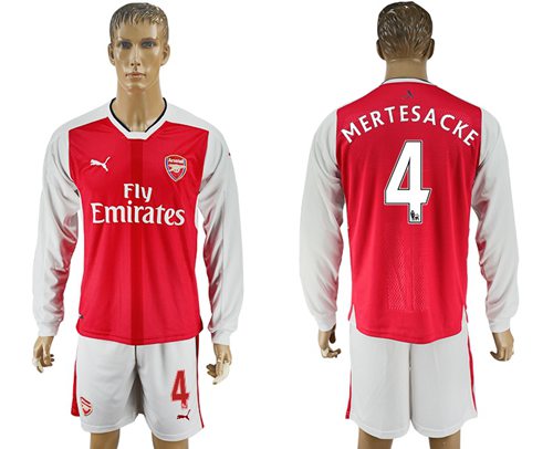 Arsenal 4 Mertesacke Red Home Long Sleeves Soccer Club Jersey