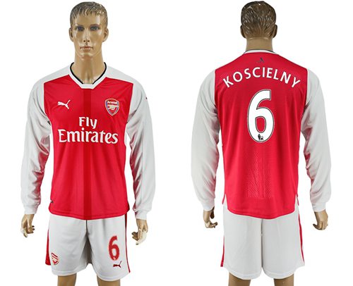 Arsenal 6 Koscielny Red Home Long Sleeves Soccer Club Jersey