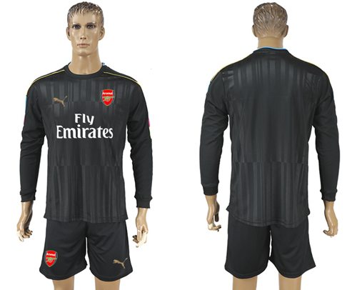 Arsenal Blank Black Long Sleeves Goalkeeper Soccer Country Jersey