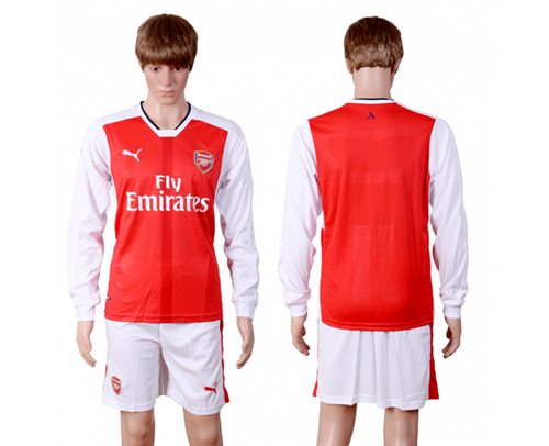 Arsenal Blank Red Home Long Sleeves Soccer Club Jersey