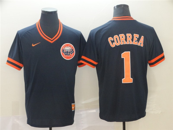 Astros 1 Carlos Correa Black Throwback Jersey