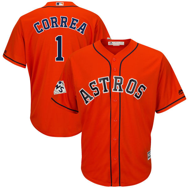 Astros 1 Carlos Correa Orange 2017 World Series Bound Cool Base Player Jersey