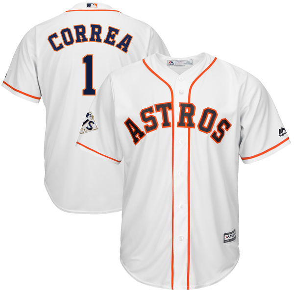 Astros 1 Carlos Correa White 2017 World Series Bound Cool Base Player Jersey