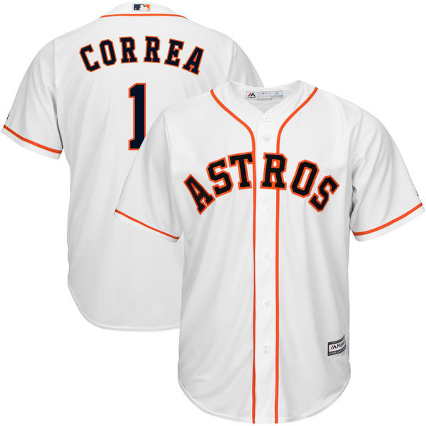 Astros 1 Carlos Correa White Cool Base Jersey