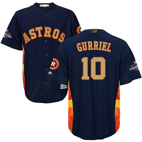 Astros 10 Yuli Gurriel Navy 2018 Gold Program Cool Base Jersey