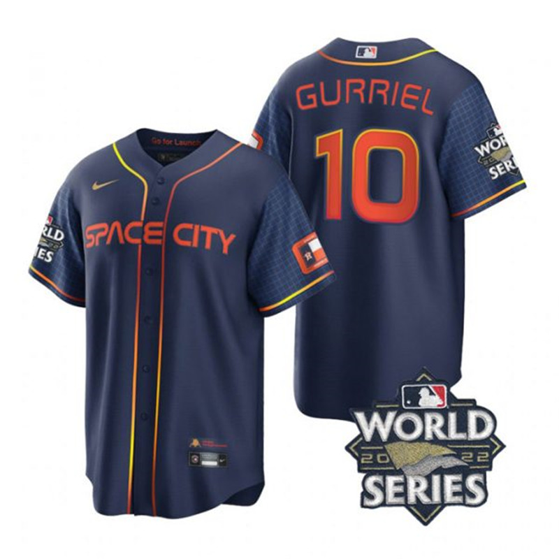 Astros 10 Yuli Gurriel Navy Nike 2022 World Series City Connect Cool Base Jersey