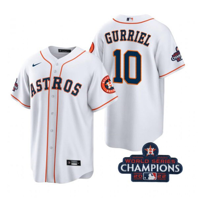 Astros 10 Yuli Gurriel White 2022 World Series Champions Cool Base Jersey