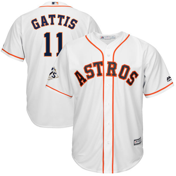 Astros 11 Evan Gattis White 2017 World Series Bound Cool Base Player Jersey