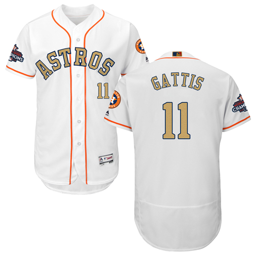 Astros 11 Evan Gattis White 2018 Gold Program Flexbase Jersey