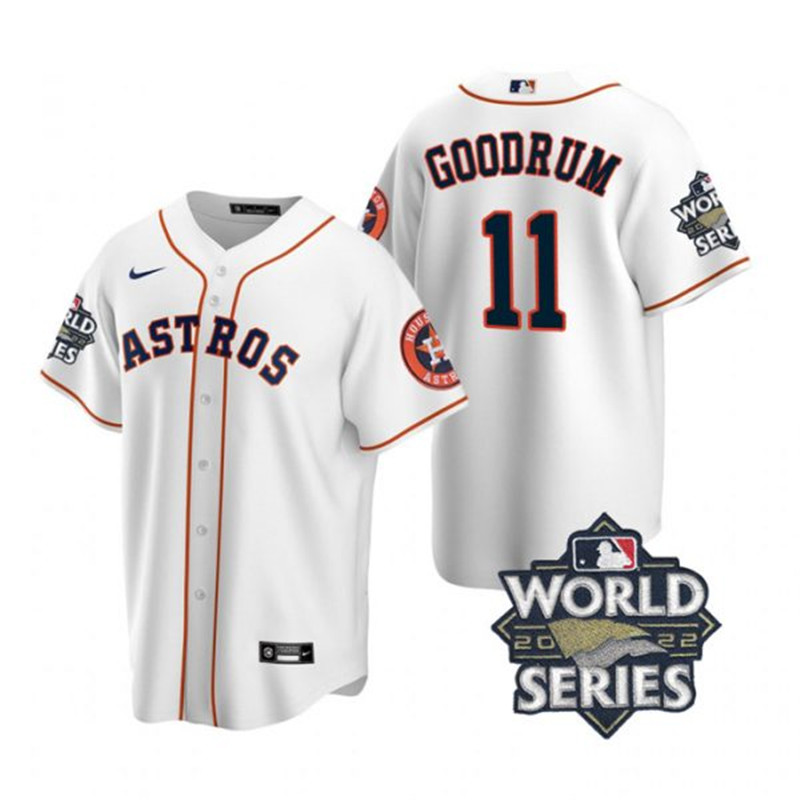 Astros 11 Niko Goodrum White Nike 2022 World Series Cool Base Jersey