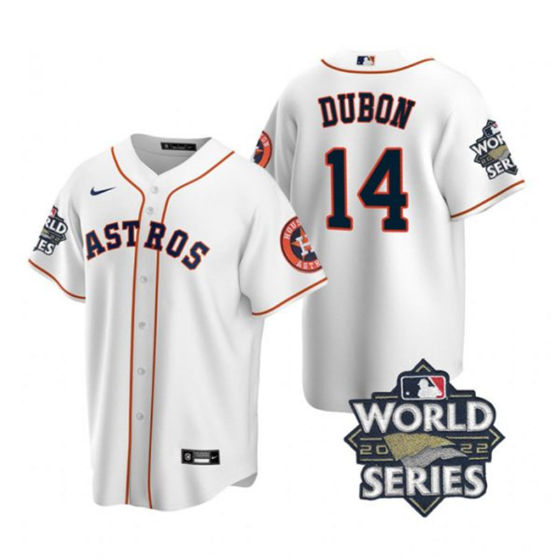 Astros 14 Mauricio Dubon White Nike 2022 World Series Cool Base Jersey